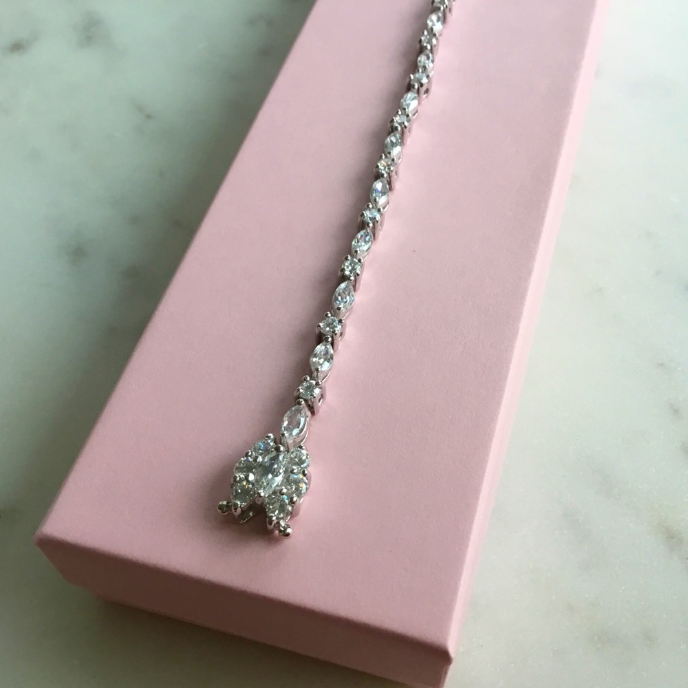 Sterling 8” Marquise & Round Cz Bracelet - Picture 9 of 17